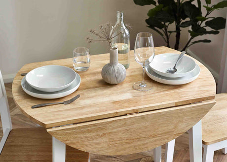 Julian Bowen Dining Tables Linwood Round Drop Leaf Table - Natural Top