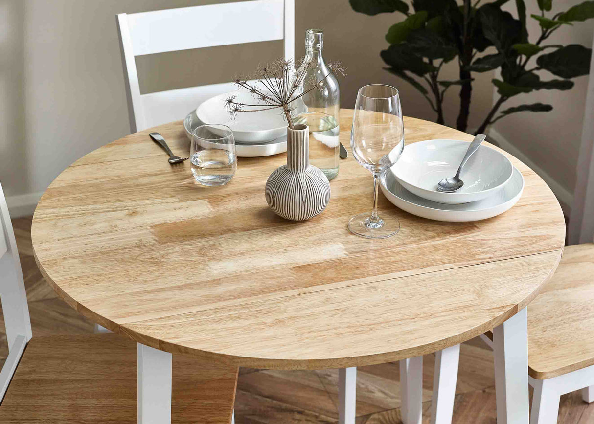 Julian Bowen Dining Tables Linwood Round Drop Leaf Table - Natural Top