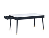 Julian Bowen Dining Tables Louis Fluted Stone Top Dining Table With Drawers - Black