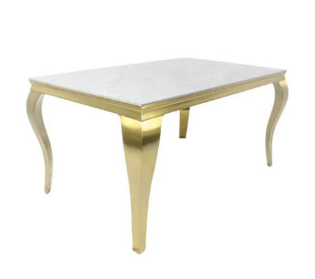 AWST Dining Table Louis Gold 1.5m Marble Dining Table
