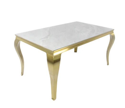 AWST Dining Table Louis Gold 1.5m Marble Dining Table