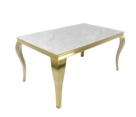 AWST Dining Table Louis Gold 1.5m Marble Dining Table