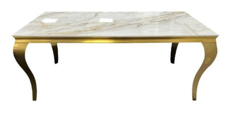AWST Dining Table Louis Gold 1.5m Marble Dining Table