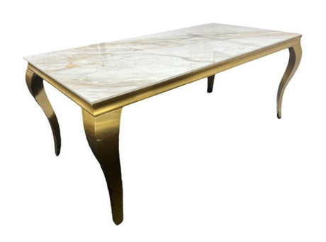 AWST Dining Table Louis Gold 1.5m Marble Dining Table