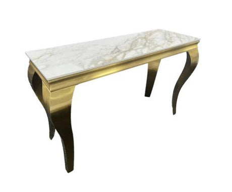 AWST Console Table Louis Gold Marble Console Table