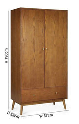 Julian Bowen Wardrobes Lowry 2 Door 1 Drawer Wardrobe