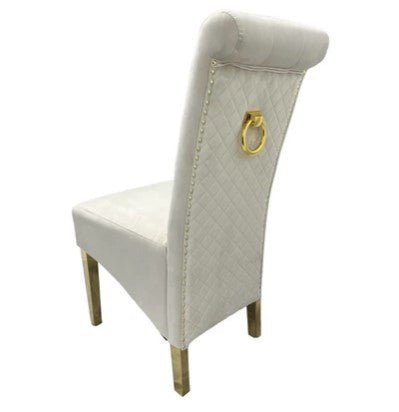 AWST Dining Chairs Lucie Cream Knocker Back Fabric Dining Chair