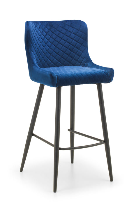 Julian Bowen Bar Stools Luxe Velvet Bar Stool - Blue