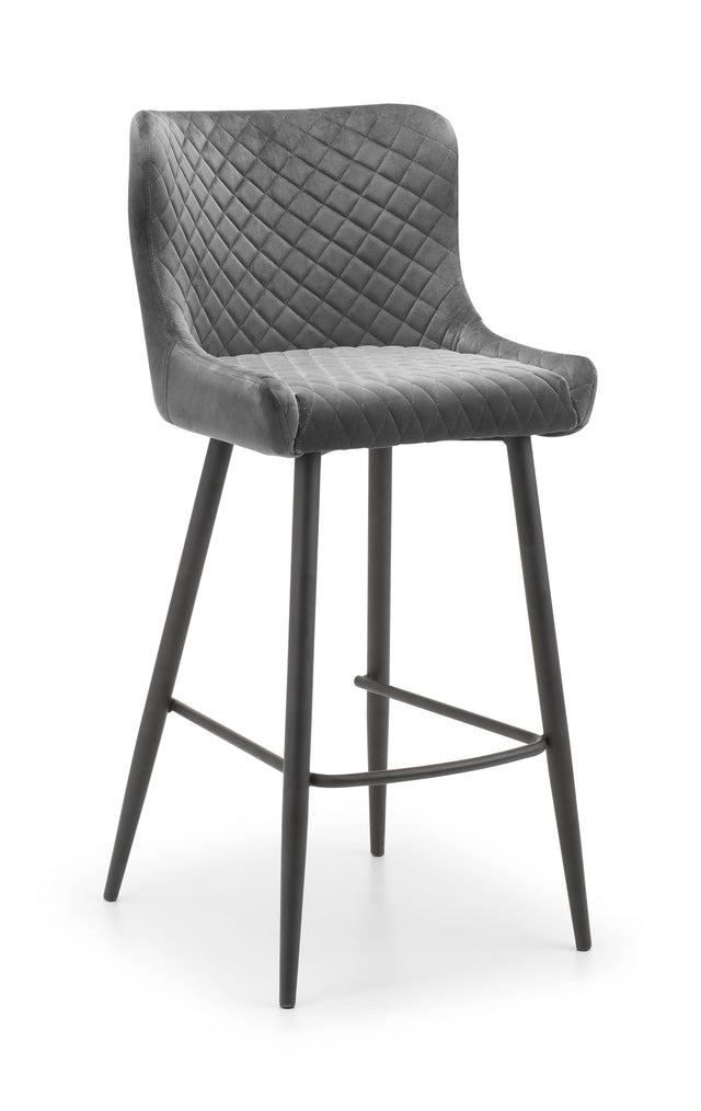 Julian Bowen Bar Stools Luxe Velvet Bar Stool - Grey