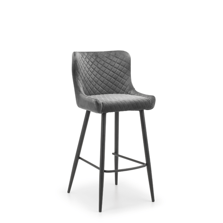 Julian Bowen Bar Stools Luxe Velvet Bar Stool - Grey