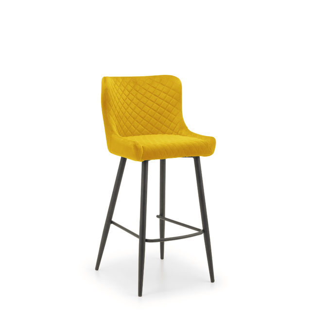 Julian Bowen Bar Stools Luxe Velvet Bar Stool - Mustard