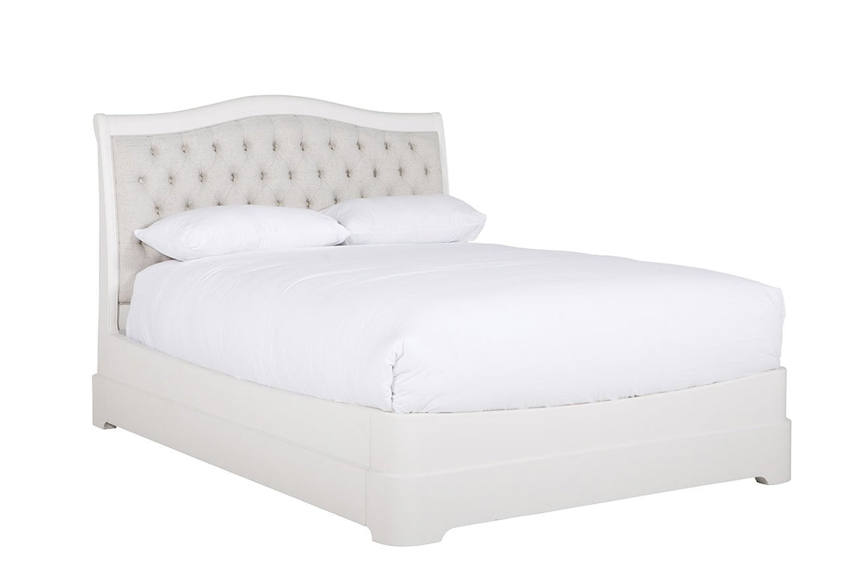 Vida Living Bed Mabel Bed Bone with Upholstered Headboard (Double - 4'6)