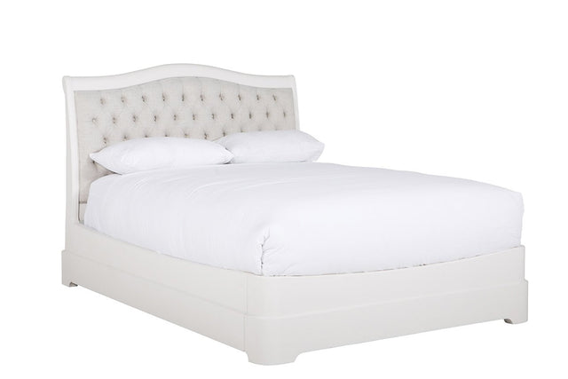 Vida Living Bed Mabel Bed Bone with Upholstered Headboard (Double - 4'6)
