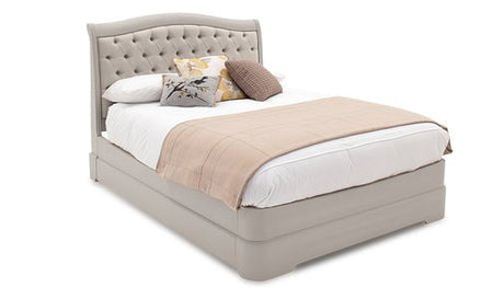 Vida Living Bed Mabel Bed Taupe with Upholstered Headboard (Double - 4'6)