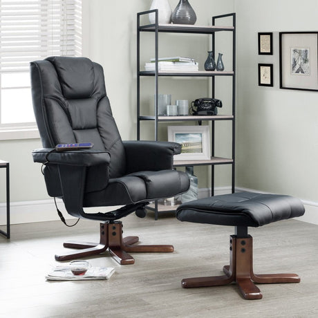 Julian Bowen Recliners Malmo Massage Recliner & Stool Black