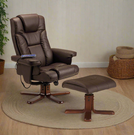 Julian Bowen Recliners Malmo Massage Recliner & Stool Brown