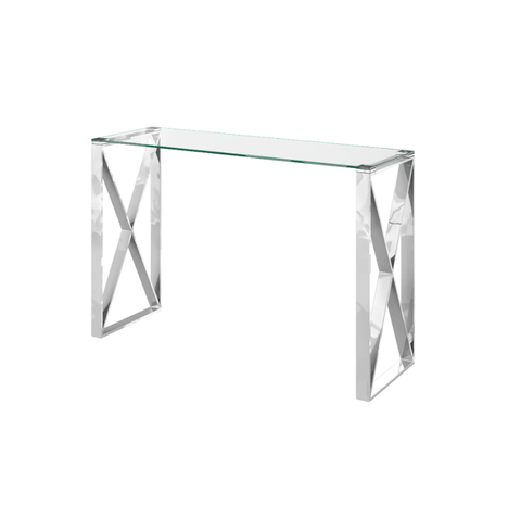 Maxi Glass & Chrome Console Table