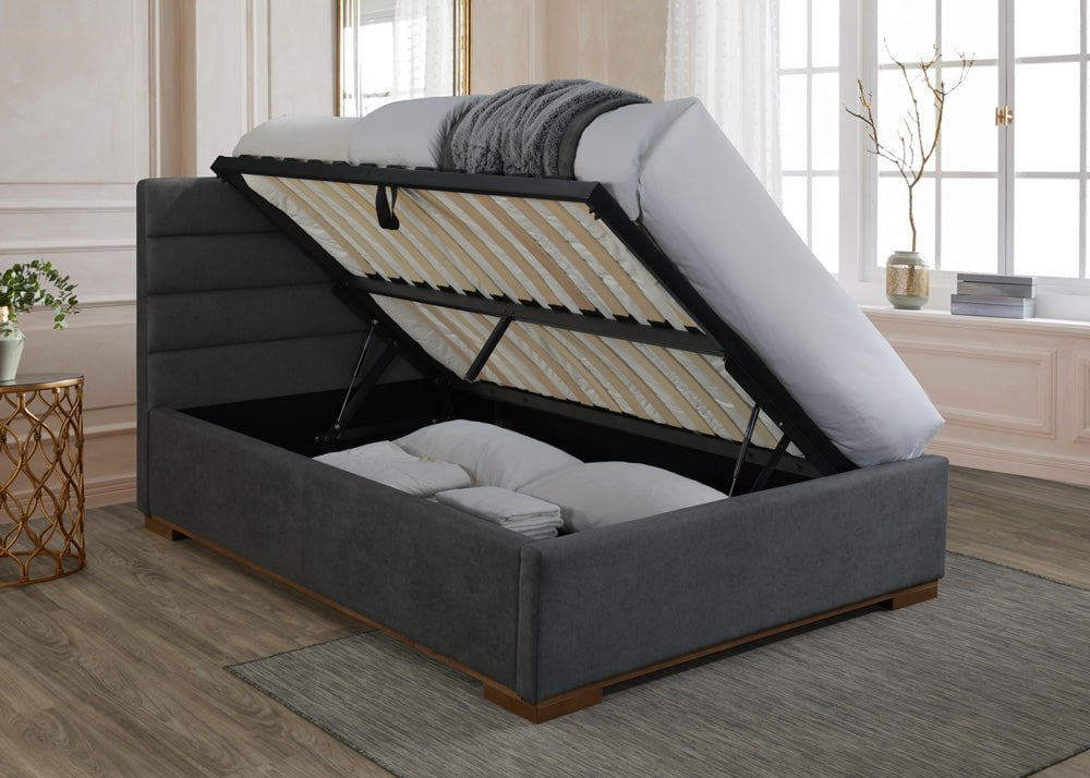 Time Living Bed Frame Double 135cm / Dark Grey Mayfair Ottoman Fabric Bed Frame