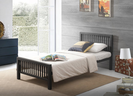 Time Living Bed Frame Single 90cm Meridian Black Wooden Bed Frame