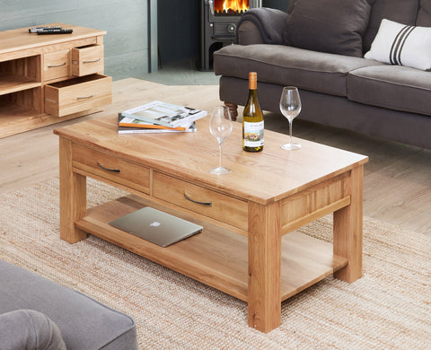 Baumhaus Coffee Table Mobel Oak Four Drawer Coffee Table