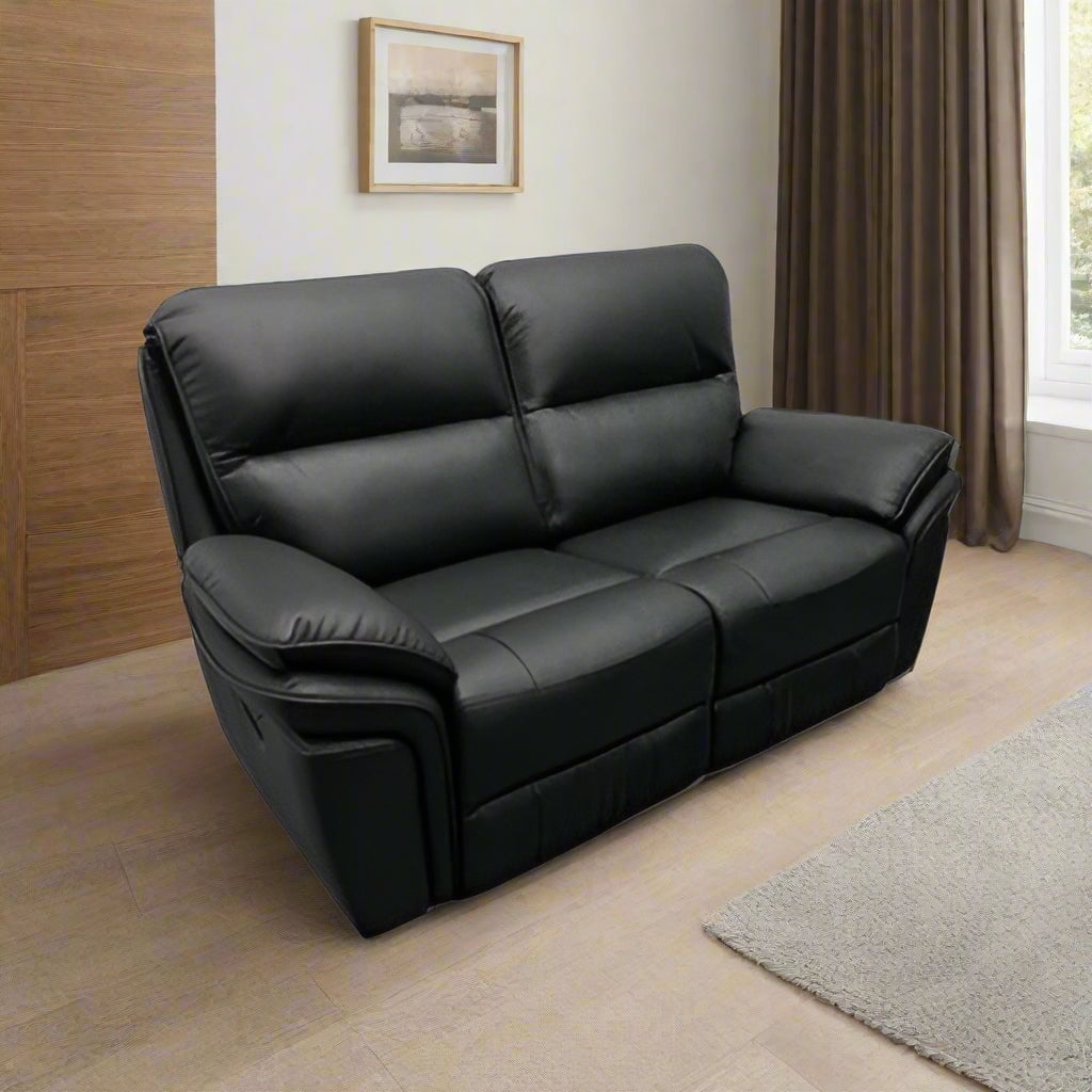 AWST 2 Seater Sofa Black Montana Manual Reclining 2 Seater Sofa