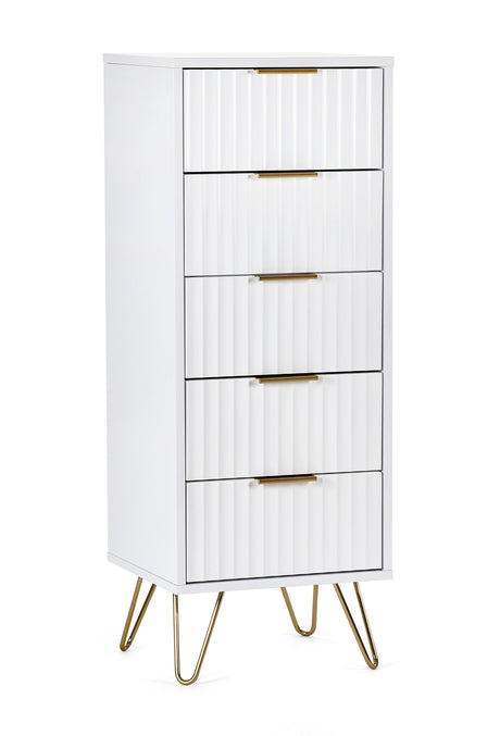 Julian Bowen Chests Murano 5 Drawer Tallboy - Matt White