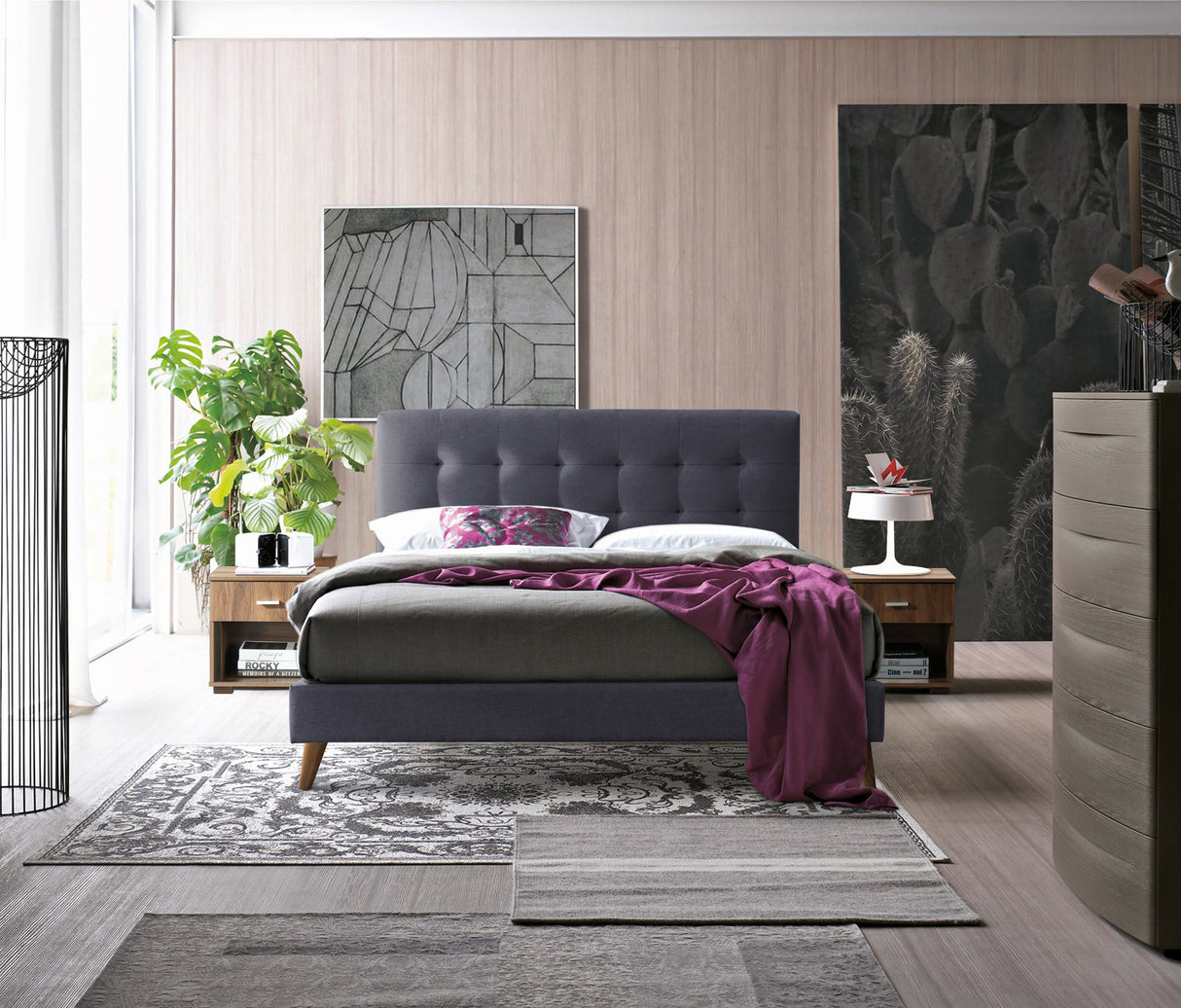 Time Living Bed Frame Double 135cm / Dark Grey Novara Fabric Bed Frame