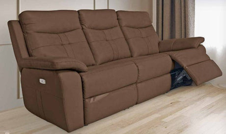 Earth Collection Reclining Sofas Brown Novona Leather Electric Reclining 3 Seater Sofa