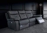 Earth Collection Reclining Sofas Charcoal Novona Leather Electric Reclining 3 Seater Sofa