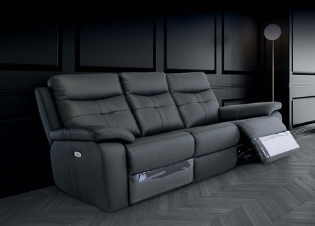 Earth Collection Reclining Sofas Charcoal Novona Leather Electric Reclining 3 Seater Sofa