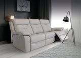 Earth Collection Reclining Sofas Light Grey Novona Leather Electric Reclining 3 Seater Sofa