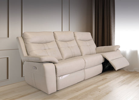 Earth Collection Reclining Sofas Light Stone Novona Leather Electric Reclining 3 Seater Sofa