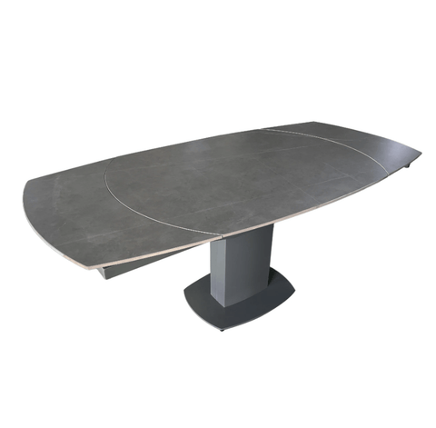 Olivia Matt Ceramic Swivel Ext Dining Table Grey 119 to 178cm