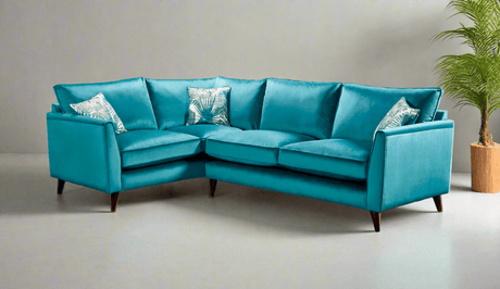 Lebus Corner Sofa Peacock / Oak Pasha Left Hand Facing Corner Sofa