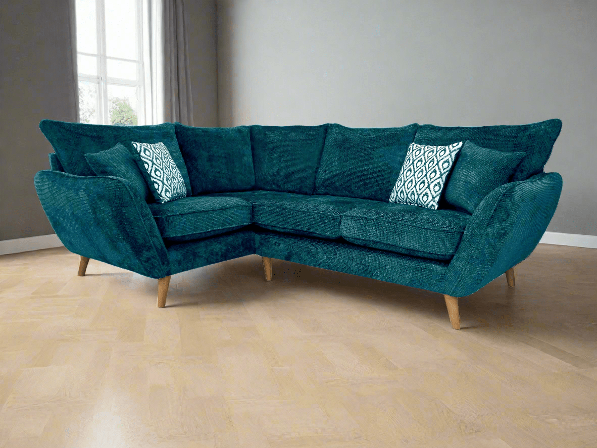Lebus Corner Sofa Teal / Oak Perth Left Hand Facing Corner Sofa