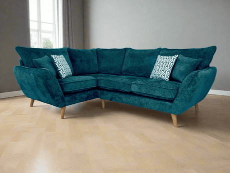 Lebus Corner Sofa Teal / Oak Perth Left Hand Facing Corner Sofa