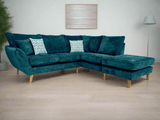 Lebus Corner Sofa Teal / Oak Perth Right Hand Facing Corner Sofa with Footstool
