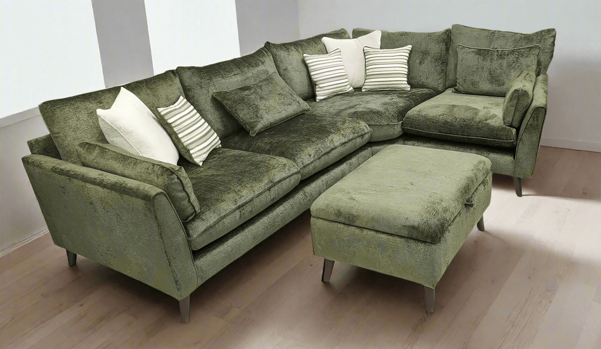 Lebus Corner Sofa Olive / Oak Petra Right Hand Facing Corner Sofa
