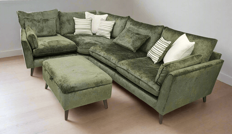 Lebus Corner Sofa Left Hand Facing / Cream / Oak Petra Small Corner Sofa