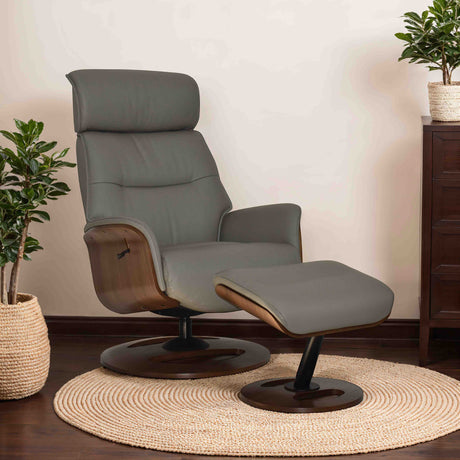 GFA Reclining Chair Reya Leather Manual Recliner Swivel Chair and Foot Stool -GFA
