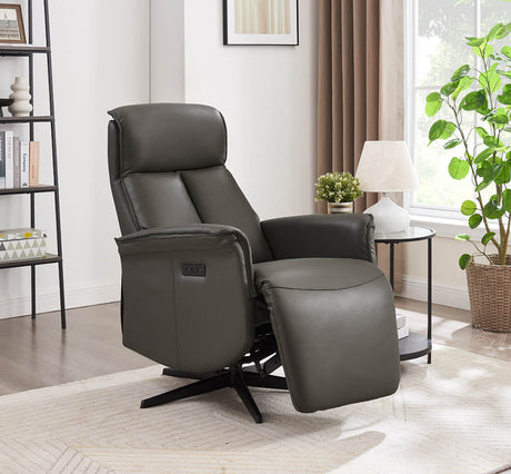 Vida Living Recliner Ash Leather Riya Electric Reclining Accent Chair
