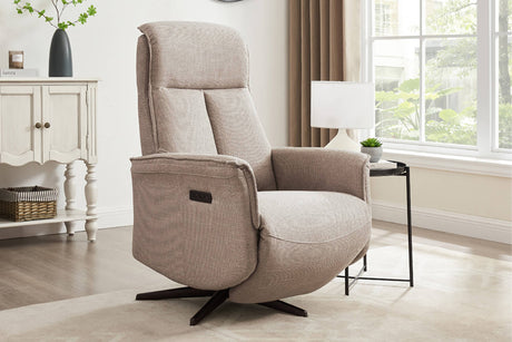 Vida Living Recliner Mushroom Fabric Riya Electric Reclining Accent Chair