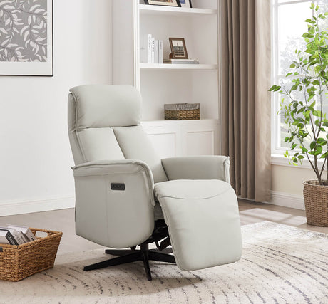 Vida Living Recliner Stone Leather Riya Electric Reclining Accent Chair