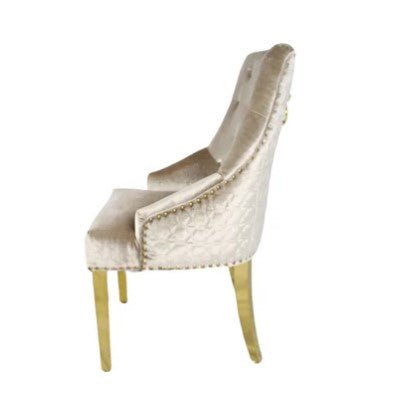 AWST Dining Chairs Romeo Mink Lion Knocker Back Fabric Chair