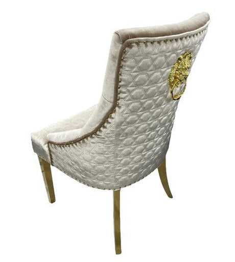 AWST Dining Chairs Romeo Mink Lion Knocker Back Fabric Chair