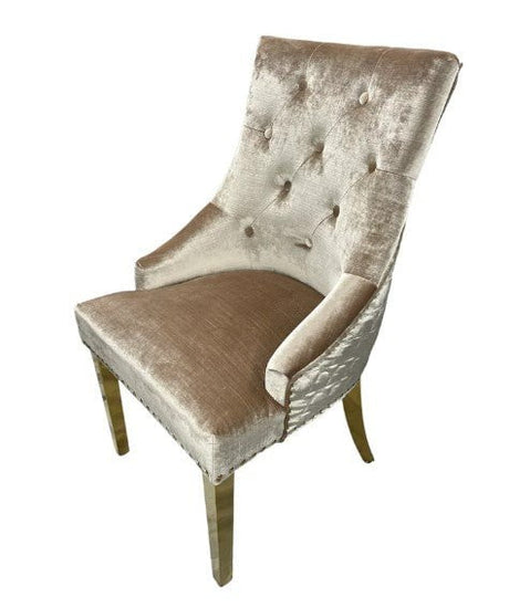 AWST Dining Chairs Romeo Mink Lion Knocker Back Fabric Chair