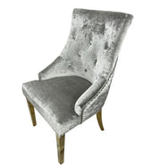 AWST Dining Chairs Romeo Silver Lion Knocker Back Fabric Chair