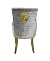 AWST Dining Chairs Romeo Silver Lion Knocker Back Fabric Chair