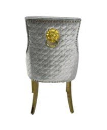 AWST Dining Chairs Romeo Silver Lion Knocker Back Fabric Chair