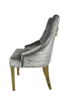 AWST Dining Chairs Romeo Silver Lion Knocker Back Fabric Chair